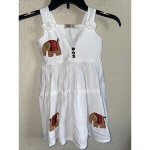 Vintage dress Walk Walk Baby Girls hippie Elephant Patch Button boho Thailand M
